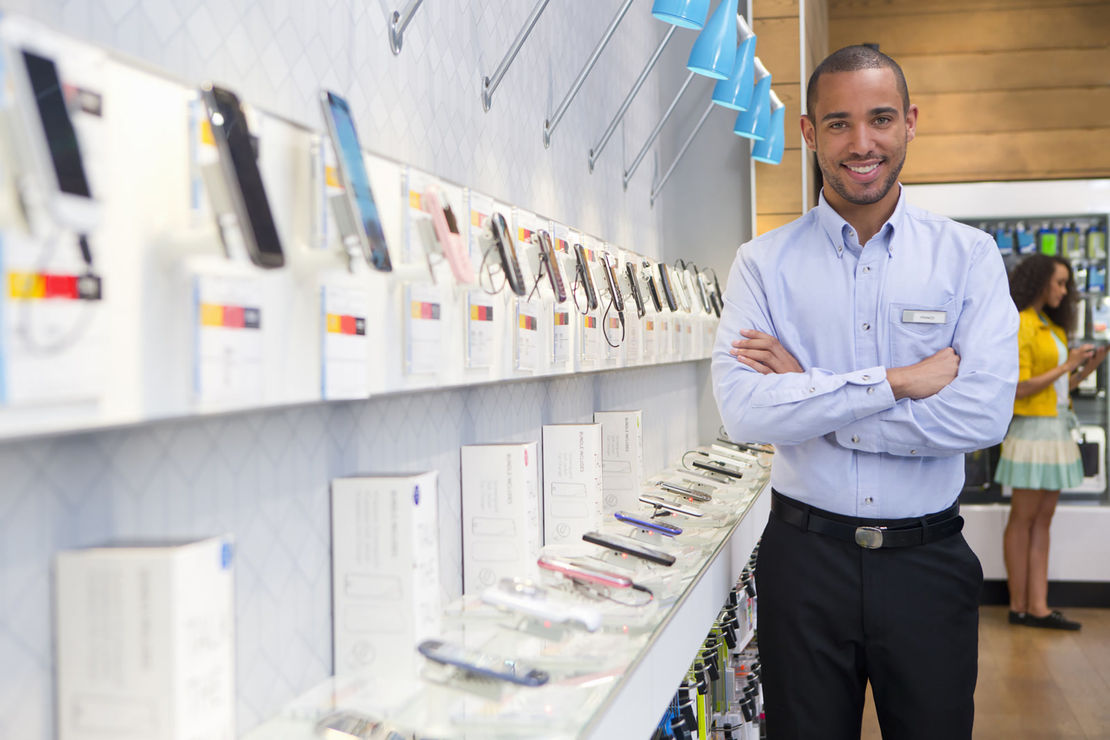 Man in a mobile store